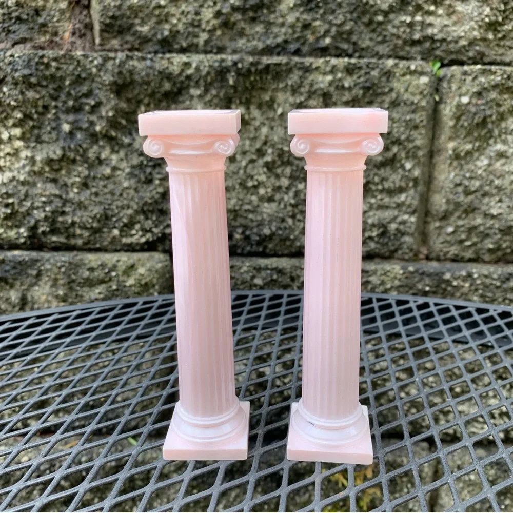 Vintage Pink Plastic Roman Greek Columns Pillars Cake Topper Decoration Wilton